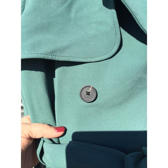 Abercrombie & Fitch Womens Trench Coat Size Medium M Green Jacket Belted Preppy - Picture 7 of 11